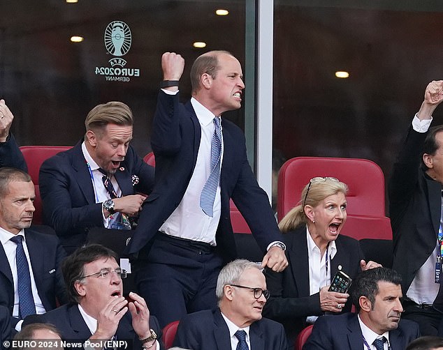 Prince William was jumping for joy after Bukayo Saka revived England's European Championship hopes with a stunning late goal on Saturday.