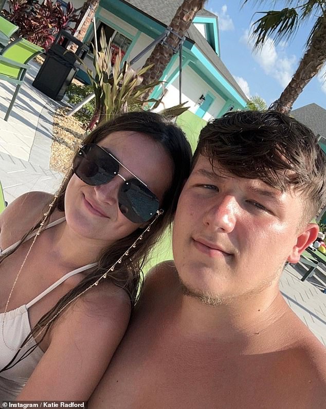 Earlier this year on an episode of 22 Kids & Counting, Katie convinced Noel and Sue to let her boyfriend Connor move in with them. The couple is pictured together in August.