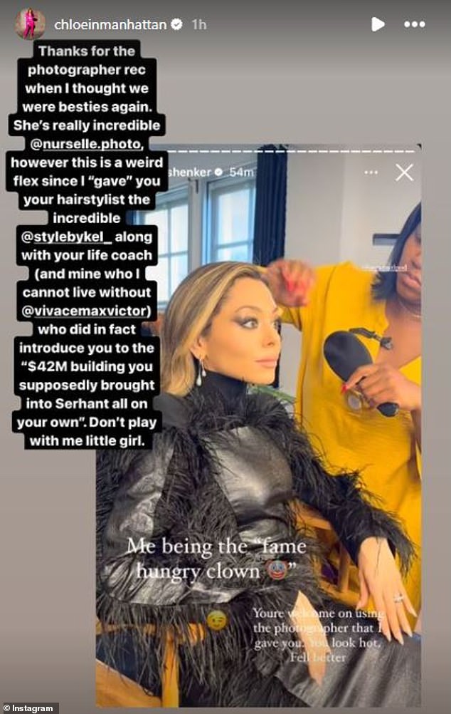 Shenker was quick to respond with saucy comments on the posts and rebuttals on his Instagram story, which Caine continued to fight back against.