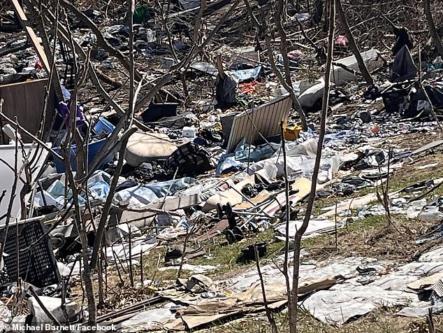 Some areas have so much trash that the grass and soil underneath are completely hidden.