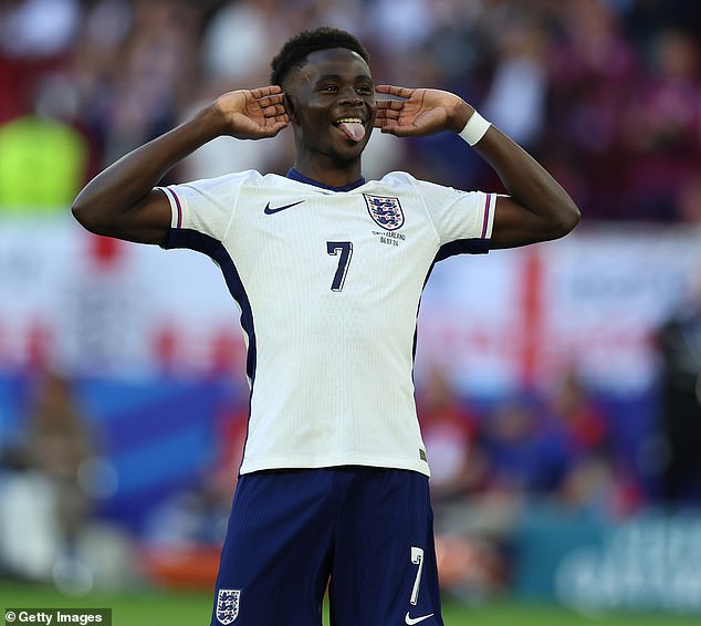 Saka (pictured) was excellent from the start and it was a joy to see the Arsenal man finish the evening with a big smile.