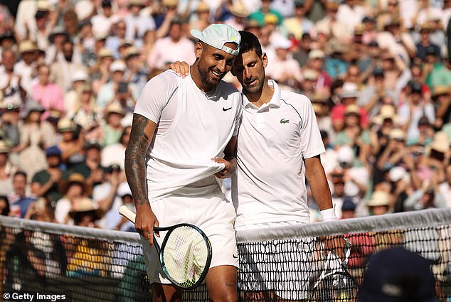 Djokovic beat Kyrgios in four sets in the Wimbledon final in July 2022