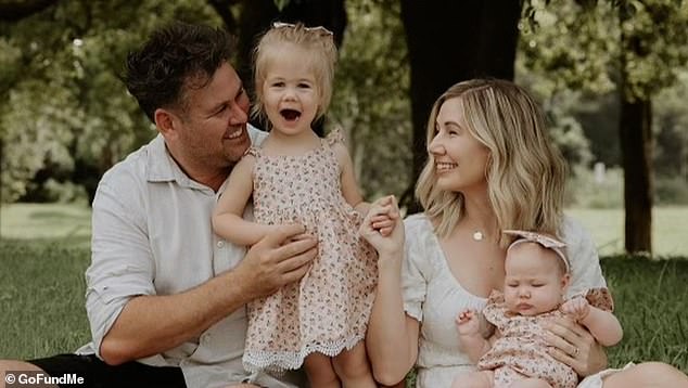 A GoFundMe campaign for Mr Agosta's wife and two daughters (pictured) has raised nearly $220,000 from more than 1,000 donations in just over a month.