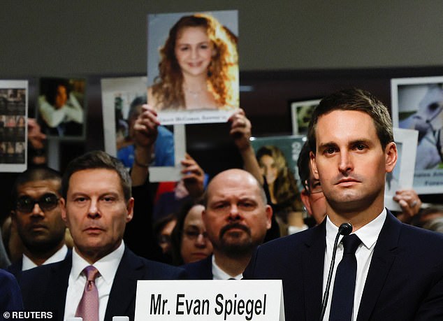 A Snapchat spokesperson stressed that they are working with mental health organizations to provide support within the app. CEO Evan Spiegel appears at a Congressional hearing in January