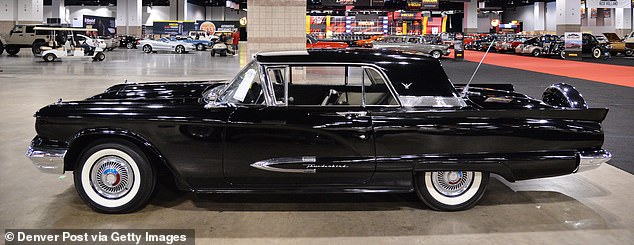 A 1959 Ford Thunderbird at a car show in Denver. This is the model Binder is working on in the shop.