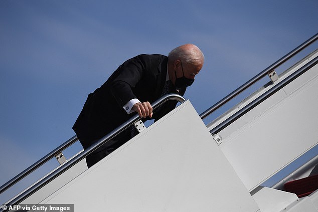 Aides have shortened the length of the ladder leading up to Air Force One after a series of falls