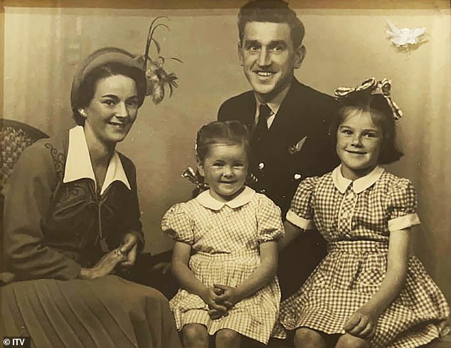 Ros Webb's parents with Ros in the centre and her sister (on the right)