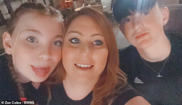 The mother of two was diagnosed with foreign accent syndrome (pictured with daughter Brooke and son Zak)