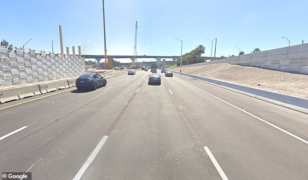 Pictured: The deadliest mile in the US is a stretch of Interstate 95 in Fort Lauderdale, Florida, where 50 times more fatal car accidents occur than on the average highway.