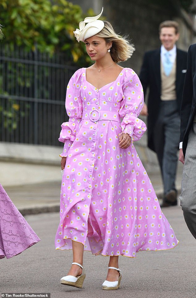 For weddings, wedge espadrilles are the new suede high heels. Lady Amelia Windsor attends Lady Gabriella Windsor's wedding wearing a pair of white wedges