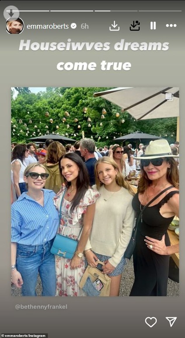 The AHS: Delicate star also hung out with The Real Housewives of New York City alums Bethenny Frankel (2-L, along with daughter Bryn Hoppy) and Luann de Lesseps (R) at the same party, and they gushed: 