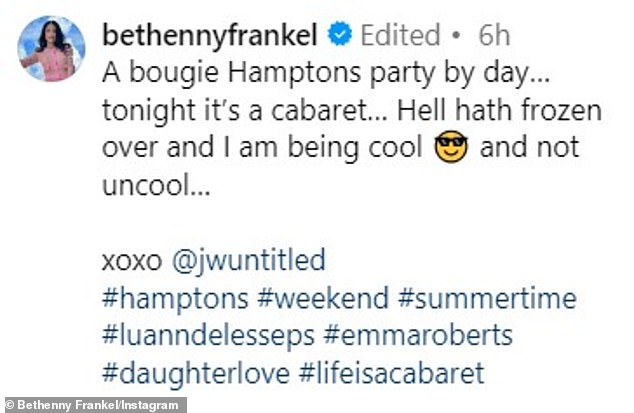 Bethenny tagged Untitled Entertainment founding partner Jason Weinberg in her Instagram post, describing the outdoor event as 