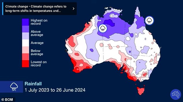 Above average rainfall is expected across eastern and central Australia between July and September