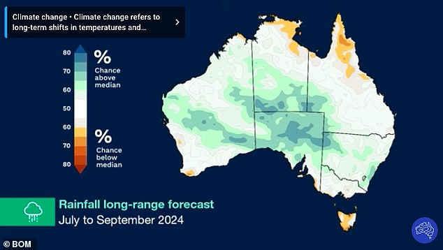 Rainfall will be typical across northern Australia, Western Australia and Victoria this spring.