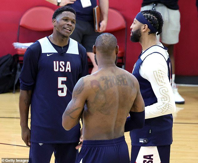 Edwards (5) will play alongside players like LeBron James (center) and Anthony Davis (right).