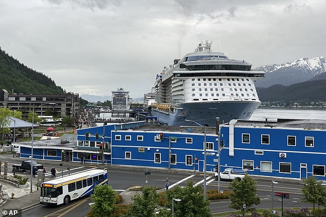 Cruise ships docked June 9, 2023 in downtown Juneau.