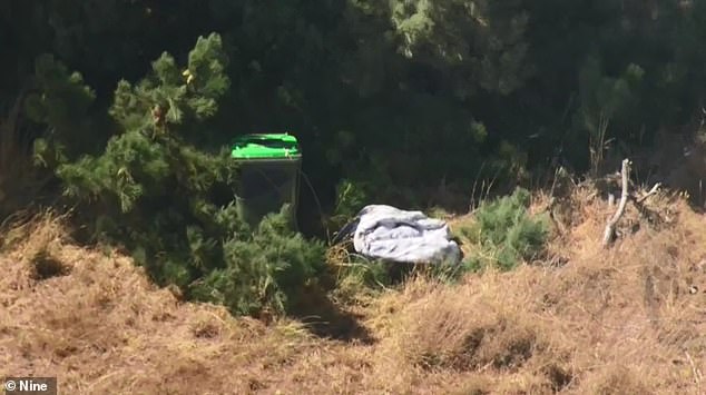 The garbage container containing the body of Chaithanya 'Swetha' Madhagani