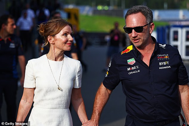 The singer attended the event in early June, where she curiously used her maiden name, however weeks later she attended the Austrian Grand Prix with Christian (pictured)