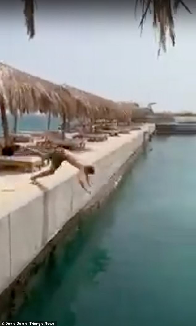 He had done the move dozens of times before, most recently during a holiday in Egypt in September (pictured), but this time he landed headfirst into the water.