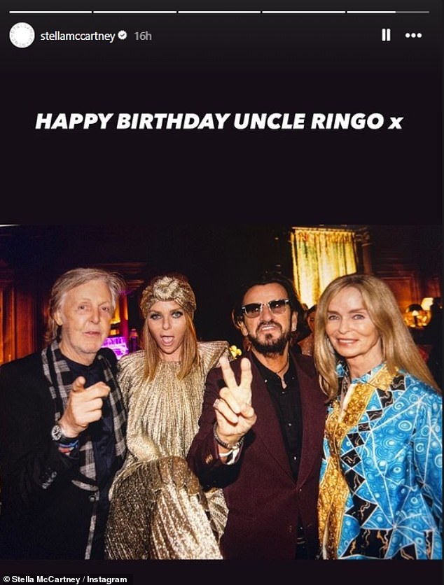 Many of Paul's children also paid tribute to 'Uncle Ringo', including fashion designer Stella (pictured), while fellow musicians Diane Warren and Toto's Steve Lukather also made posts.