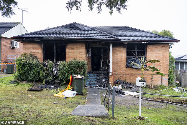 The housing commission property in Lalor Park was quickly engulfed in flames in the early hours of Sunday morning.