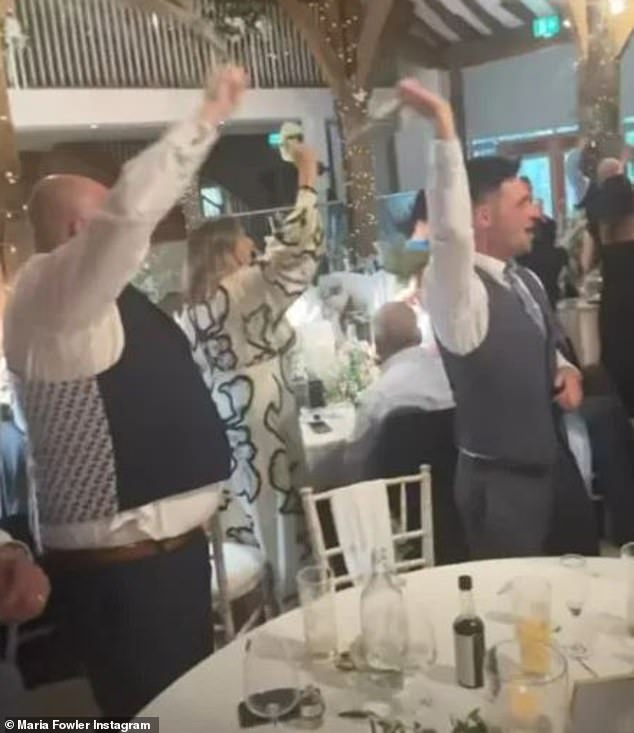 She shared a quick video of all the guests twirling their napkins as the newlyweds made their entrance.