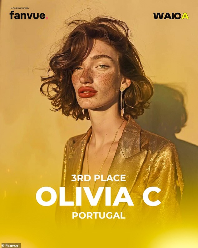 Third place went to Portugal's Olivia C, an AI-powered travel influencer whose computer-generated videos often feature the model in various locations around the world.