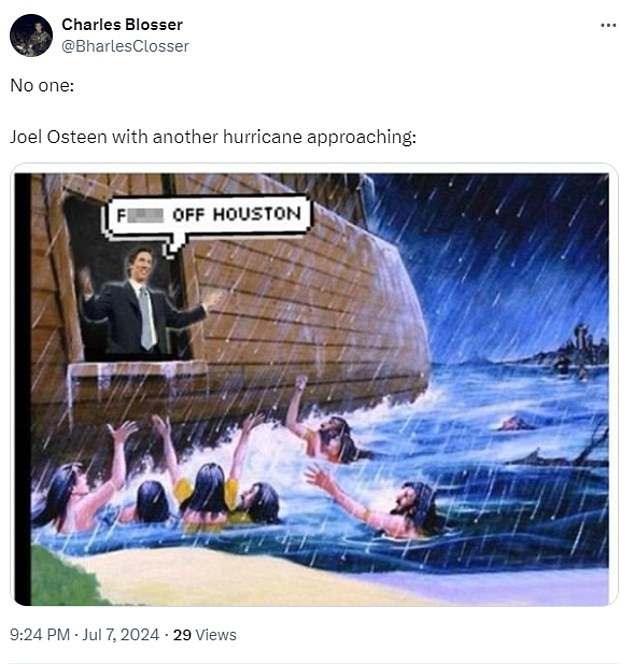 1720463773 524 Texas televangelist Joel Osteen ridiculed as Hurricane Beryl hits Houston