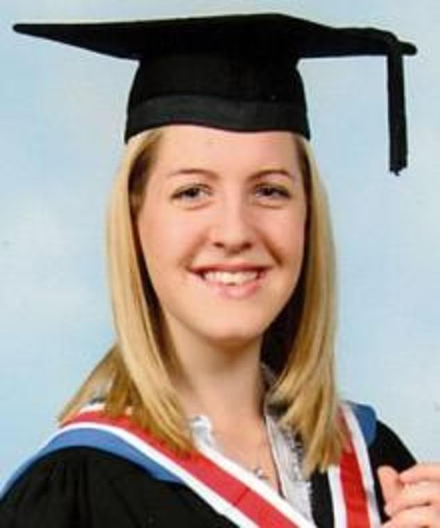 Letby wearing an academic gown on her graduation day