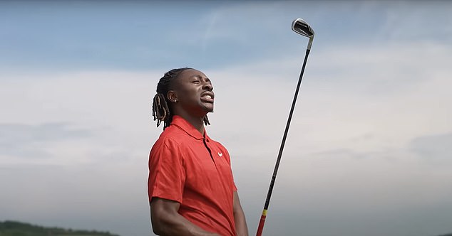 Eberechi Eze looks at his club in disbelief after his shot went into the rough.