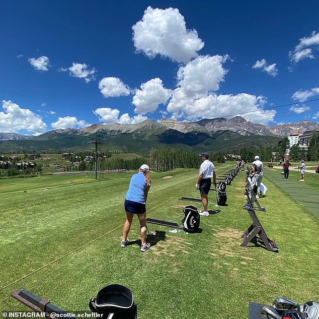 Scheffler and his friends enjoyed the beautiful scenery at the driving range in Telluride.