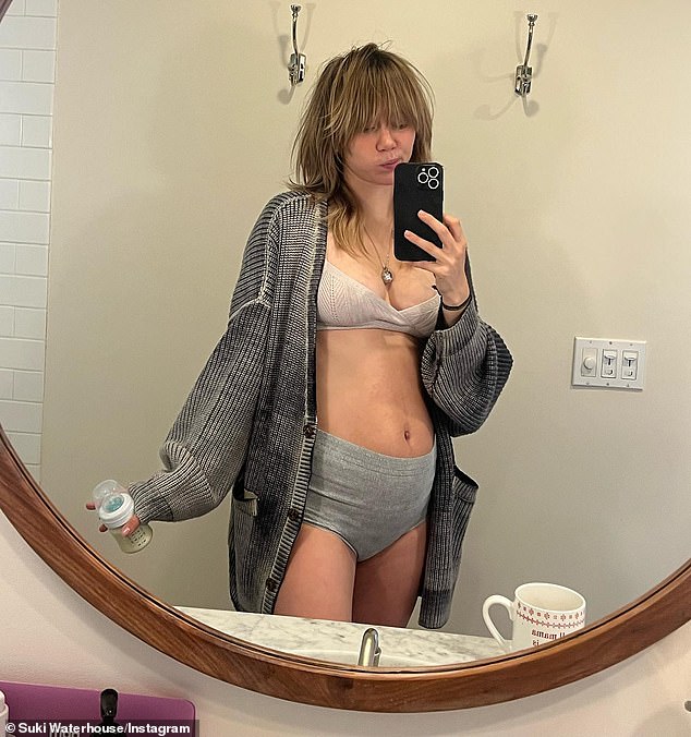 The star confidently showed off her postpartum figure after revealing she's 25 pounds heavier since welcoming her baby daughter; (pictured in 2023)