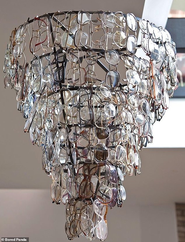 Creative! From a distance, this lamp looks a bit impressive, until you realize it's made out of reading glasses.