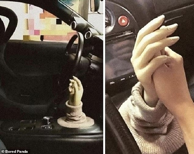 Need a hand shifting gears? If you ever wondered how to make driving spooky, this person has found a great solution