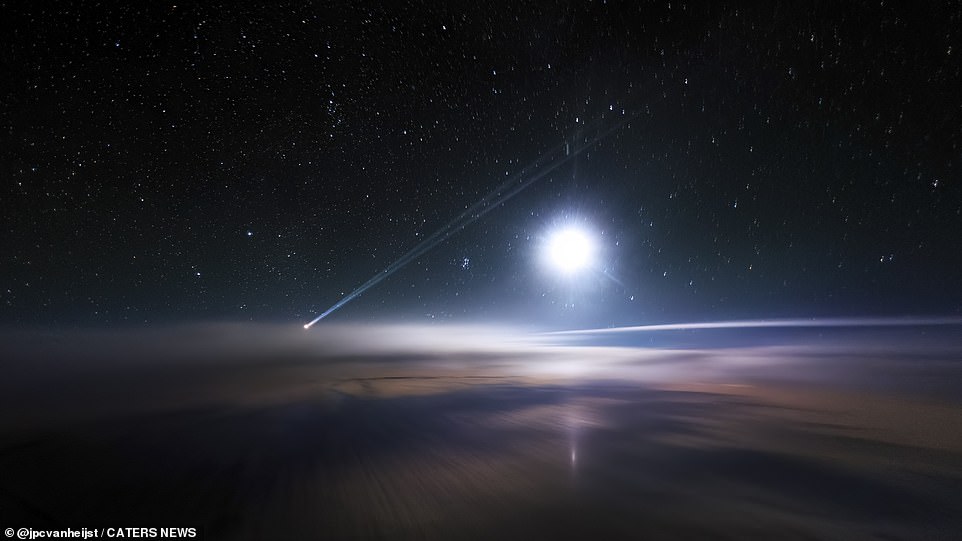 Way to Shine: The celestial image above shows moonlight over the Pacific Ocean.