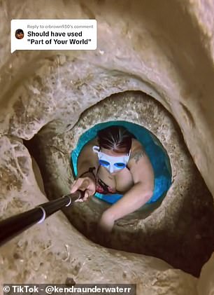 She has amassed a total of 66,800 followers and 3.5 million likes on TikTok. In the photo, she appears diving in a cave in Florida Springs.