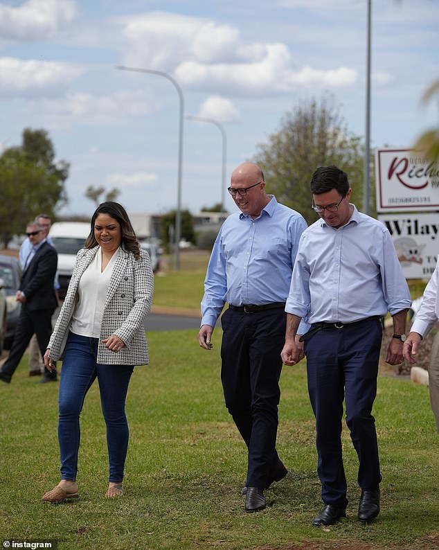 Peter Dutton is pictured with Senator Jacinta Nampijinpa Price and National leader David Littleproud during his $63,000 trip in September.