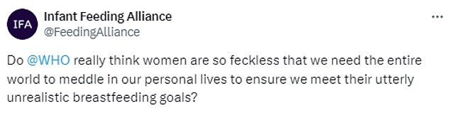 But experts have reacted furiously on the Internet, claiming that the obsession with breastfeeding was 