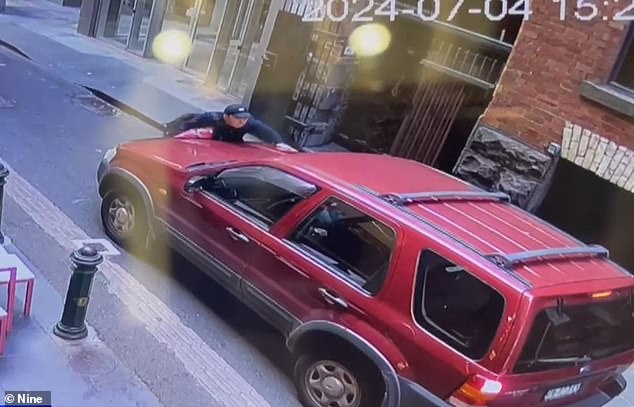 Mr Song bravely tried to stop the car thief from stealing his Ford Escape in the heart of Melbourne's CBD shortly after 3pm last Thursday.