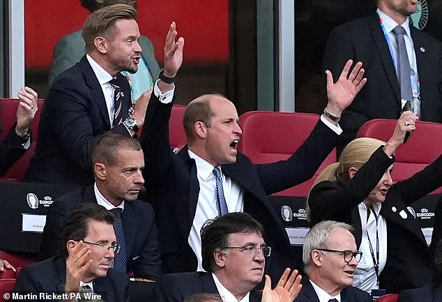 July 6, 2024 - Prince William reacts as he watches England take on Switzerland in Dusseldorf in the Euro 2024 quarter-finals last Saturday, which he attended without Kate or their children.