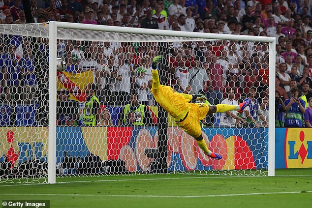 French goalkeeper Mike Maignan was powerless to stop the shot, which curled into the top corner.