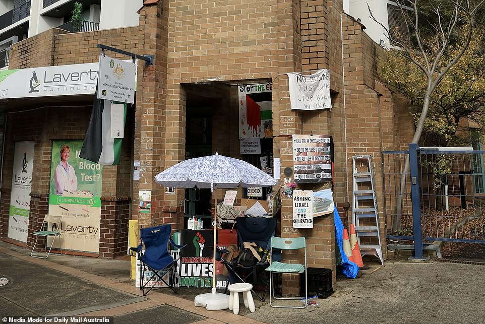 Premier Anthony Albanese's constituency office in Marrickville, in Sydney's inner west, has been handed over to a camp of pro-Palestinian activists.