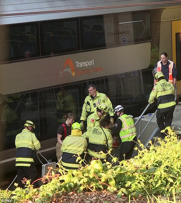 Fire and rescue teams had to carefully free the woman from the train on Tuesday afternoon.