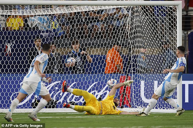 Messi (right) scored his first goal of the 2024 Copa America to make it 2-0