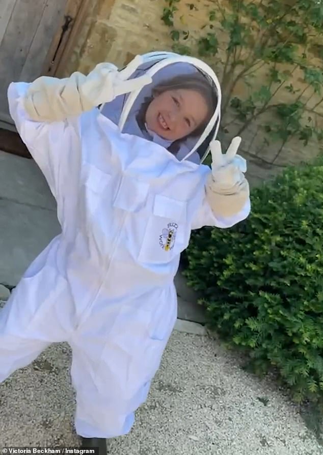 She sweetly danced in a beekeeper suit for another clip as part of the post.