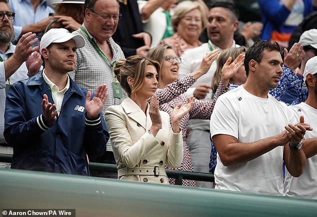 Pictured: Tommy Paul's girlfriend Paige Lorenze was spotted watching him compete at Wimbledon yesterday.