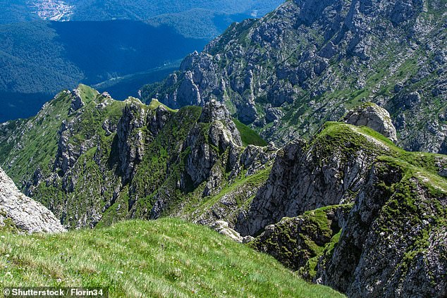 Pictured: Dragon's Ridge in the Bucegi Mountains, where the bear attack occurred on Tuesday