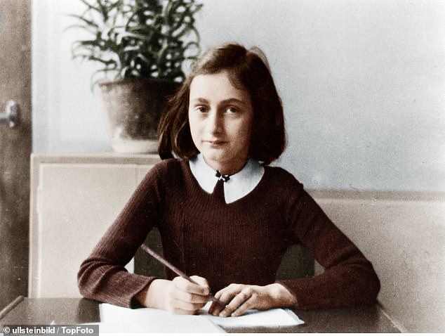 Anne Frank was a German Jew who emigrated with her family to the Netherlands during the Nazi era. Separated from the rest of her family, she and her sister died of typhoid fever in the Bergen-Belsen concentration camp. The image shows 12-year-old Anne doing her homework in 1941.