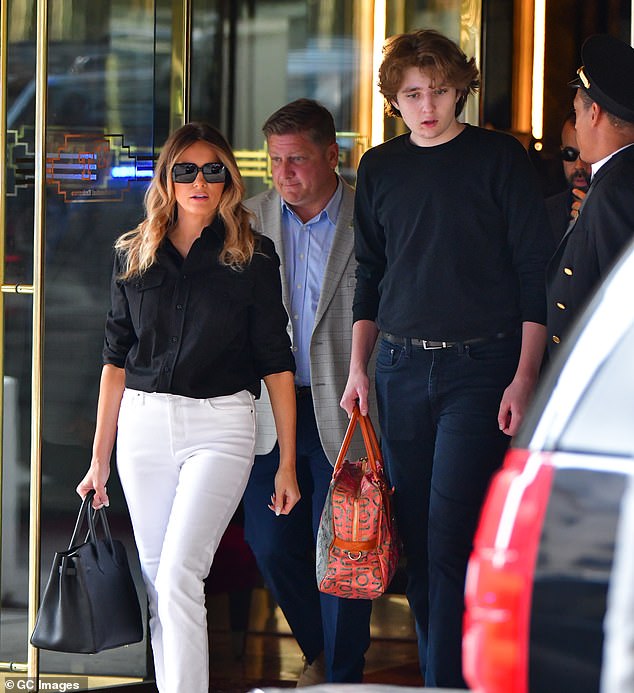 Melania Trump with her son Barron in New York last summer