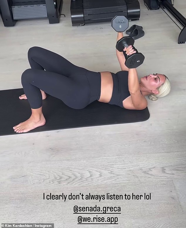 The next clip showed the businesswoman filming herself in a mirror's reflection while surrounded by gym equipment.